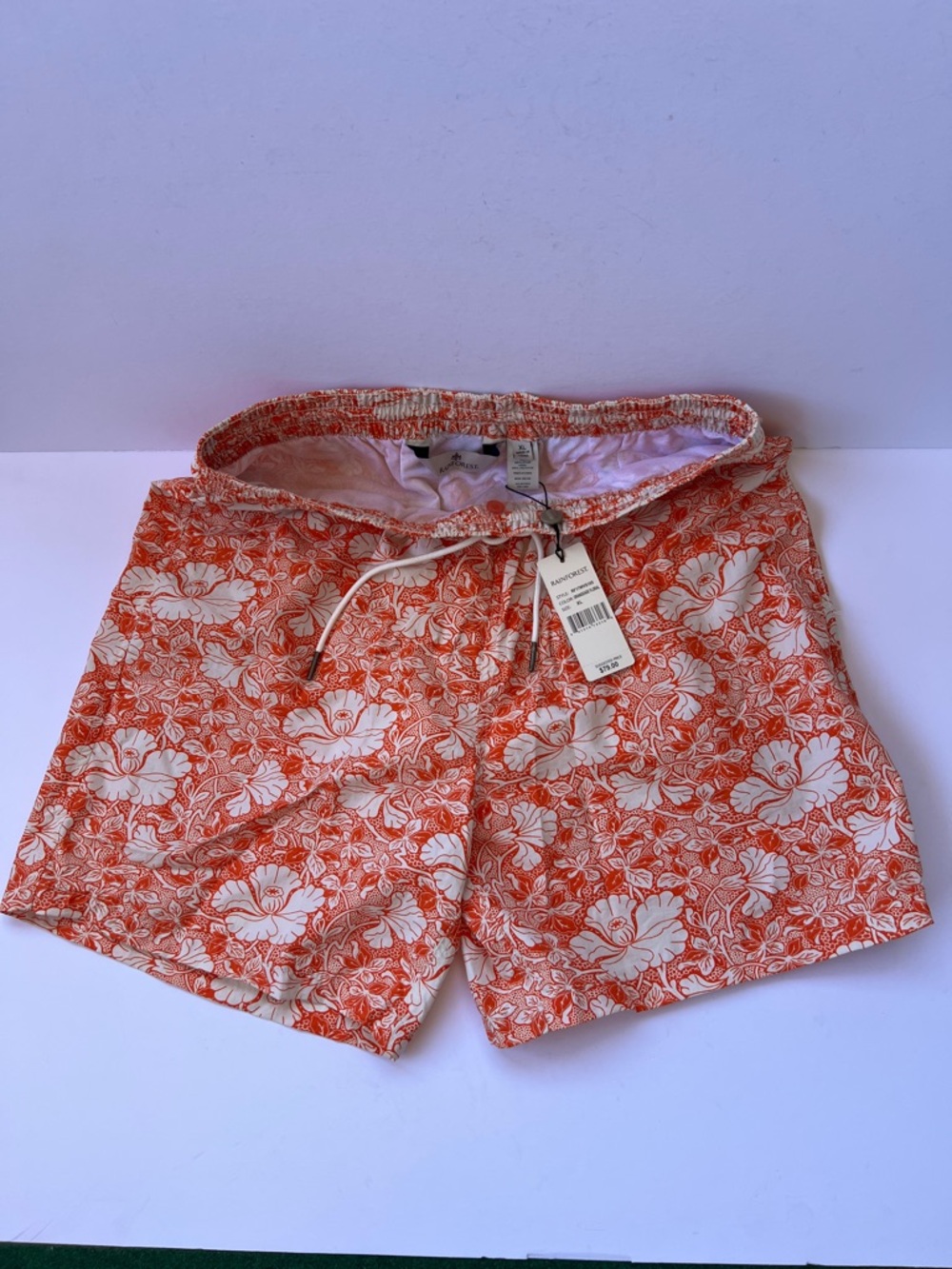 RAINFOREST Orange and White Floral Drawstring Men’s Shorts